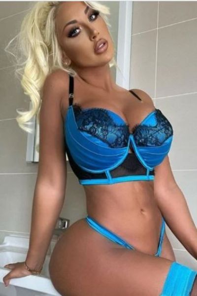 gorgeous Warrington escort in blue sexy lingerie