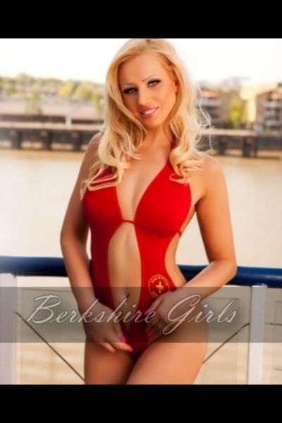Amanda young Latvian blonde escort in red swimwear