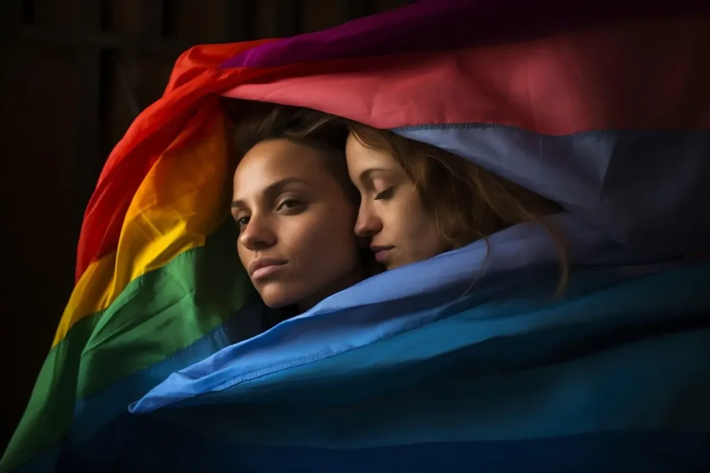 Trans girls wrapped in a flag