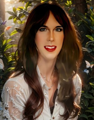 Claire TV escort in a white shirt