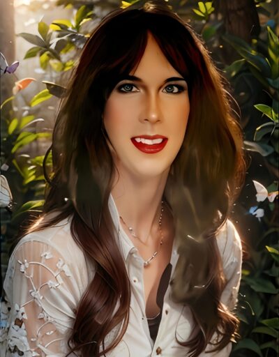 Claire TV escort in a white shirt