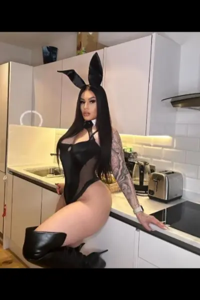 Tattooed Hammersmith escort in a bunny outfit